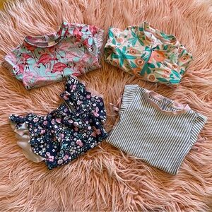 four RuffleButts floral flamingo seersucker swim bikini rashguard swimsuit 18-24